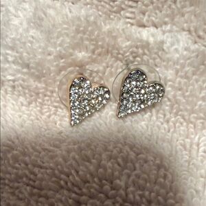 J. Crew Sparkling Silver Heart Earrings